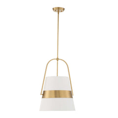 Harness Brass/White 1 Light Shade Pendant - Ornate Home