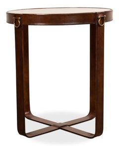 Harness Brown Leather Table - Ornate Home