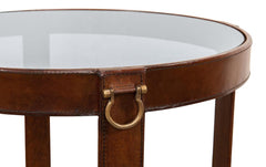 Harness Brown Leather Table - Ornate Home