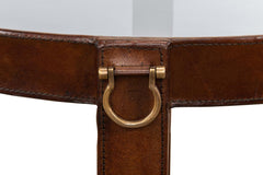 Harness Brown Leather Table - Ornate Home