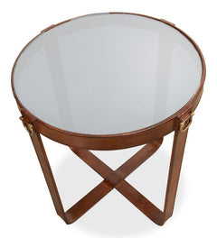 Harness Brown Leather Table - Ornate Home