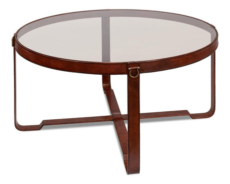Harness Brown Round Coffee Table - Ornate Home