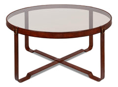 Harness Brown Round Coffee Table - Ornate Home