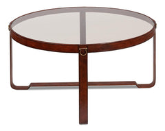 Harness Brown Round Coffee Table - Ornate Home