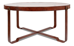 Harness Brown Round Coffee Table - Ornate Home