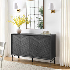 Harper Black Chevron Sideboard - Ornate Home