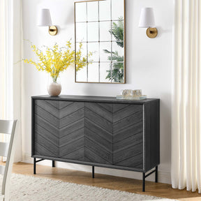Harper Black Chevron Sideboard - Ornate Home