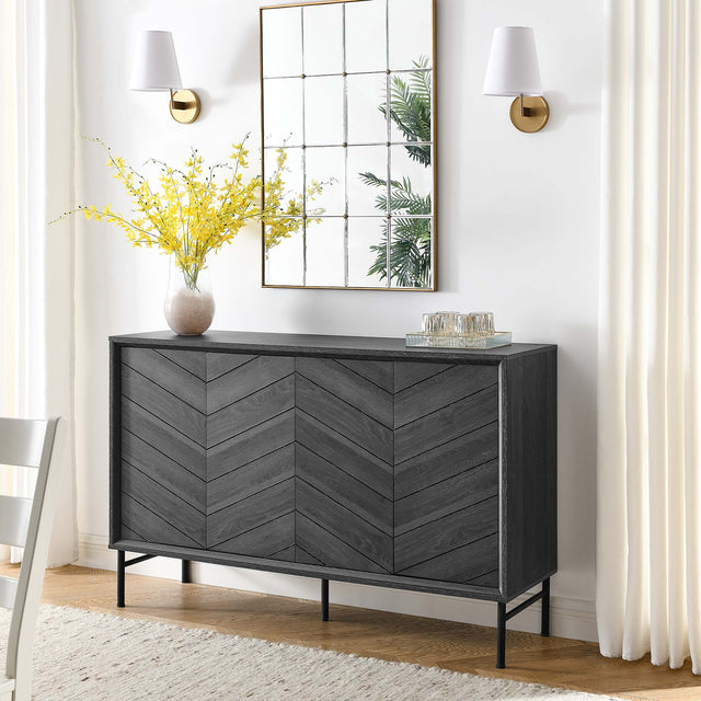 Harper Black Chevron Sideboard - Ornate Home