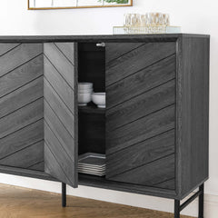 Harper Black Chevron Sideboard - Ornate Home