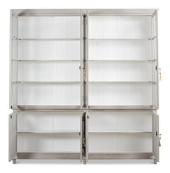 Harper Grey Glass Front Bookcase - Ornate Home