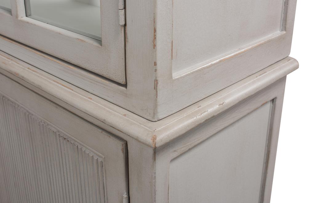 Harper Grey Glass Front Bookcase - Ornate Home