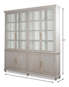 Harper Grey Glass Front Bookcase - Ornate Home