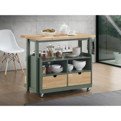 Harper Natural/Green Kitchen Cart - Ornate Home