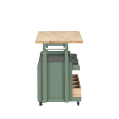 Harper Natural/Green Kitchen Cart - Ornate Home