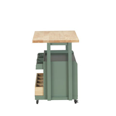 Harper Natural/Green Kitchen Cart - Ornate Home