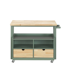 Harper Natural/Green Kitchen Cart - Ornate Home
