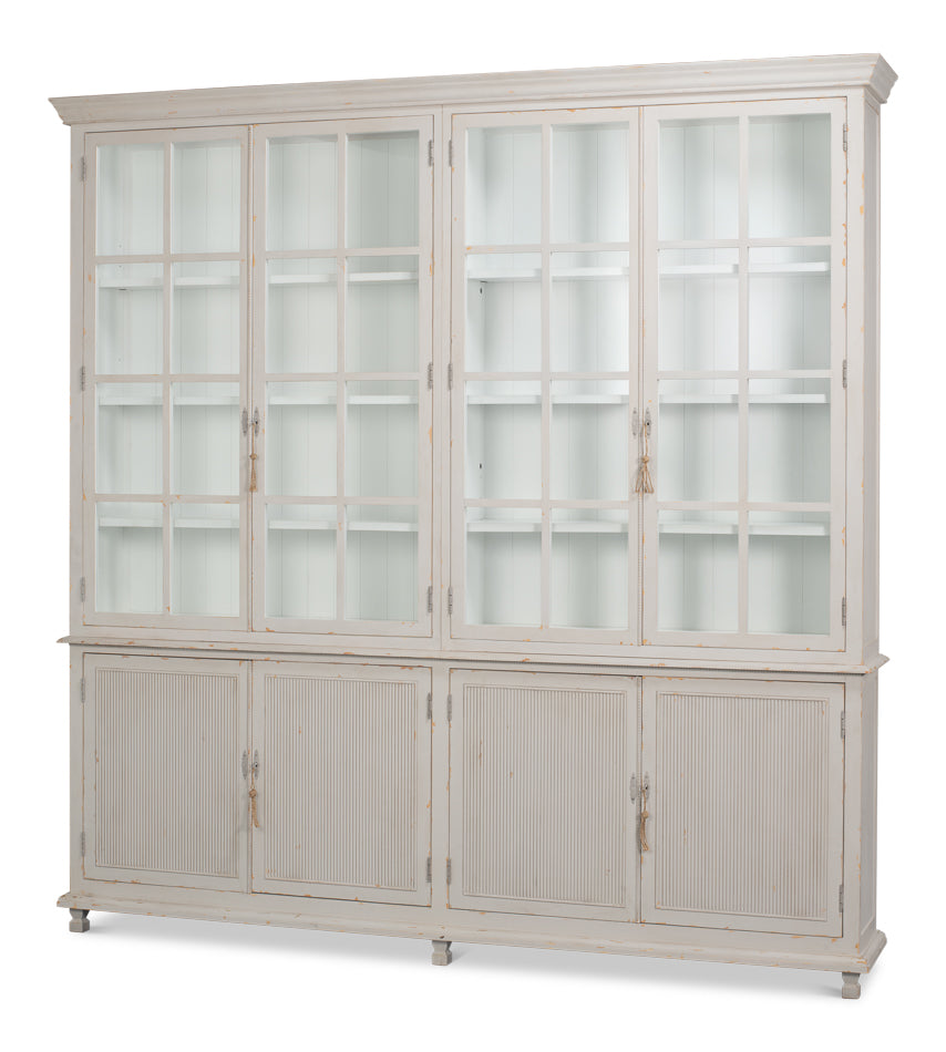 Harper Soft Grey Glass Front Bookcase - Ornate Home