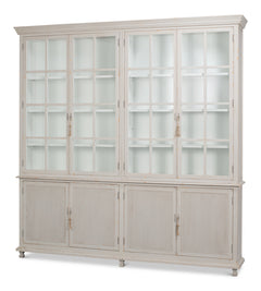 Harper Soft Grey Glass Front Bookcase - Ornate Home