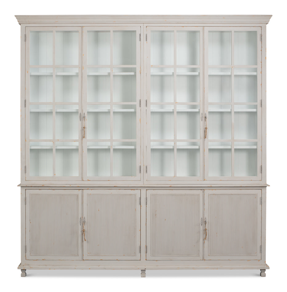 Harper Soft Grey Glass Front Bookcase - Ornate Home