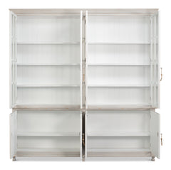 Harper Soft Grey Glass Front Bookcase - Ornate Home