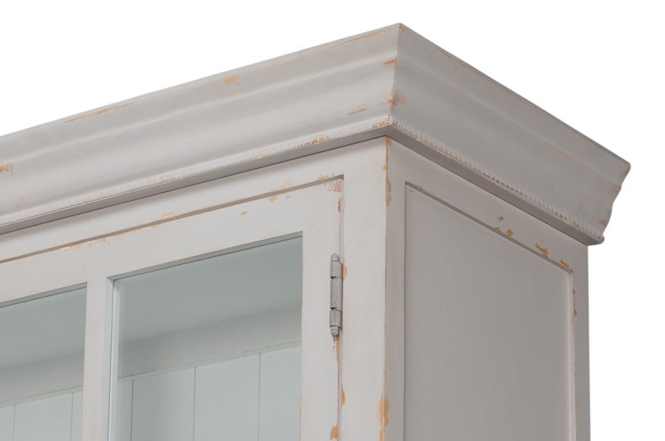 Harper Soft Grey Glass Front Bookcase - Ornate Home