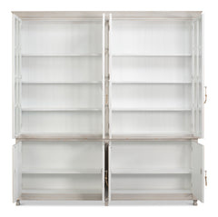 Harper Soft Grey Glass Front Bookcase - Ornate Home