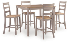Harperfeld Natural/Gray Counter Height Dining Table and 4 Counter Stools - Ornate Home