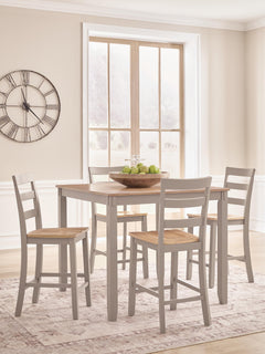 Harperfeld Natural/Gray Counter Height Dining Table and 4 Counter Stools - Ornate Home