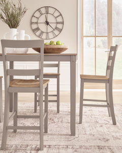 Harperfeld Natural/Gray Counter Height Dining Table and 4 Counter Stools - Ornate Home