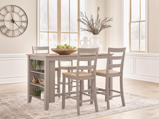 Harperfeld Natural/Gray Dining Table and 4 Barstools - Ornate Home