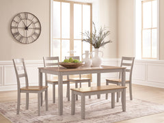Harperfeld Natural/Gray Dining Table and 4 Chairs and Bench (Set of 6) - Ornate Home