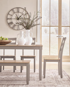 Harperfeld Natural/Gray Dining Table and 4 Chairs and Bench (Set of 6) - Ornate Home
