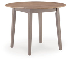 Harperfeld Natural/Gray Round Drop Leaf Table - Ornate Home