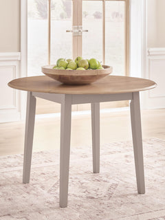 Harperfeld Natural/Gray Round Drop Leaf Table - Ornate Home