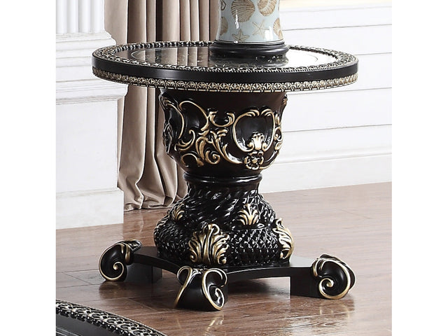 Harrow Black Enamel End Table  / HD-328B - Ornate Home