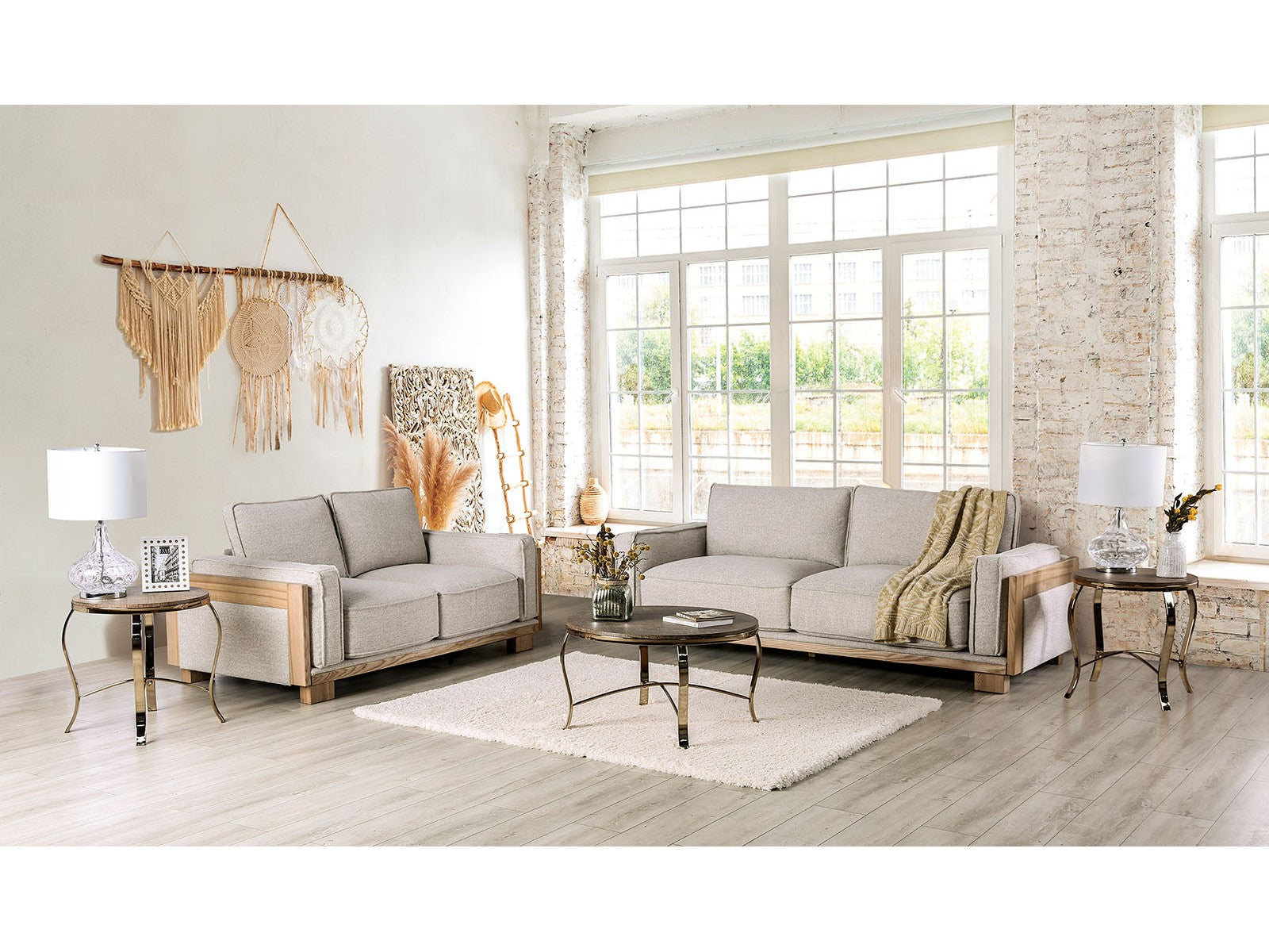 Harstad Light Brown/Natural Sofa & Loveseat - Ornate Home