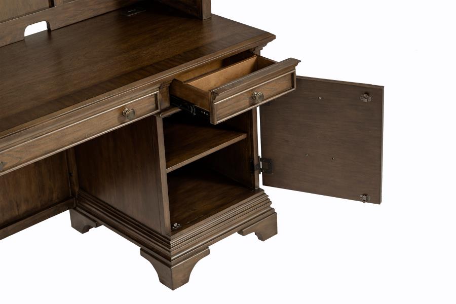 Hartshill Burnished Oak Credenza w/ Hutch - Ornate Home