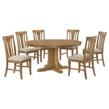 Hartville Natural Light Brown 7-piece Round Dining Table Set - Ornate Home