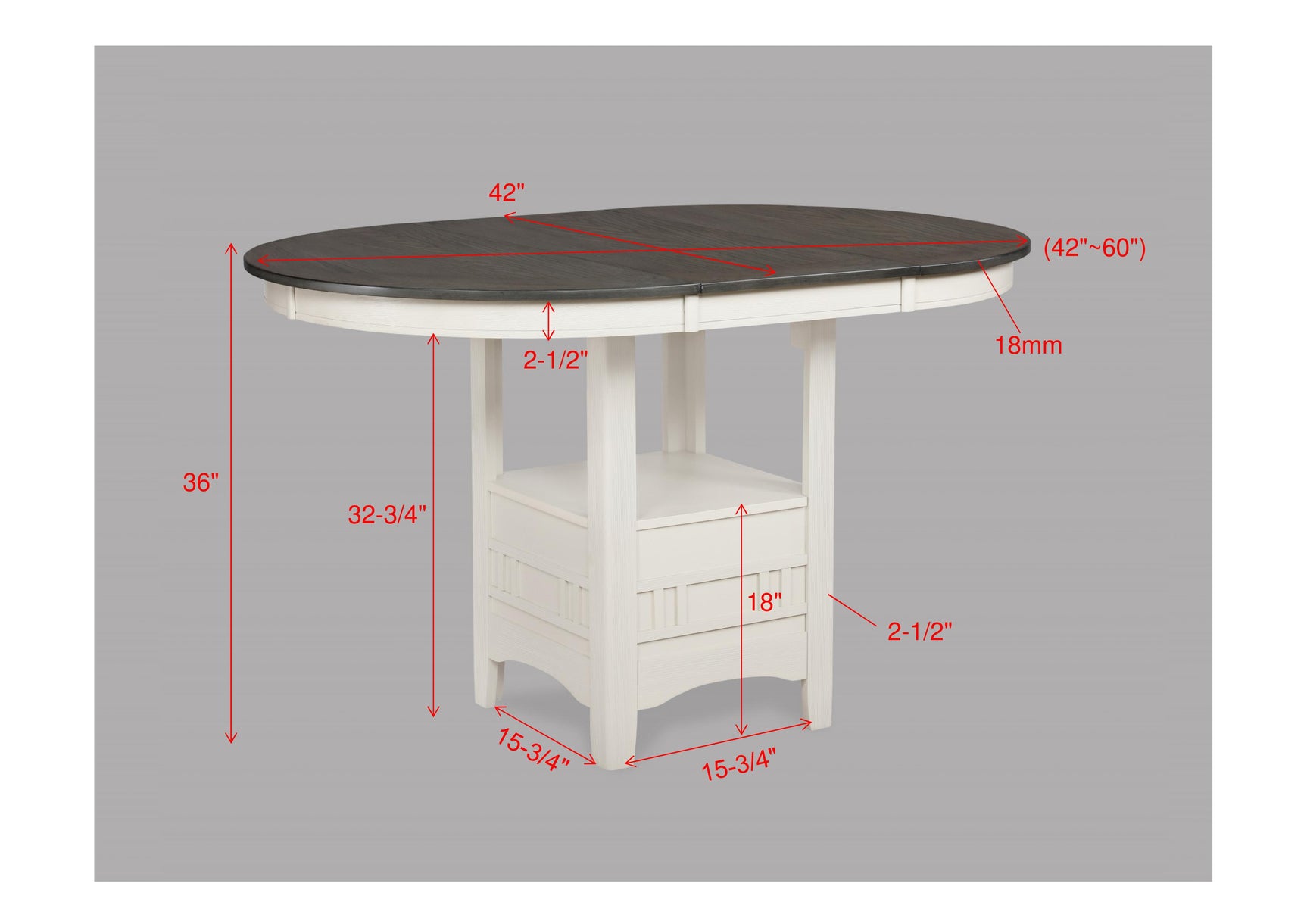 Hartwell Chalk Gray Counter Height Table - Ornate Home