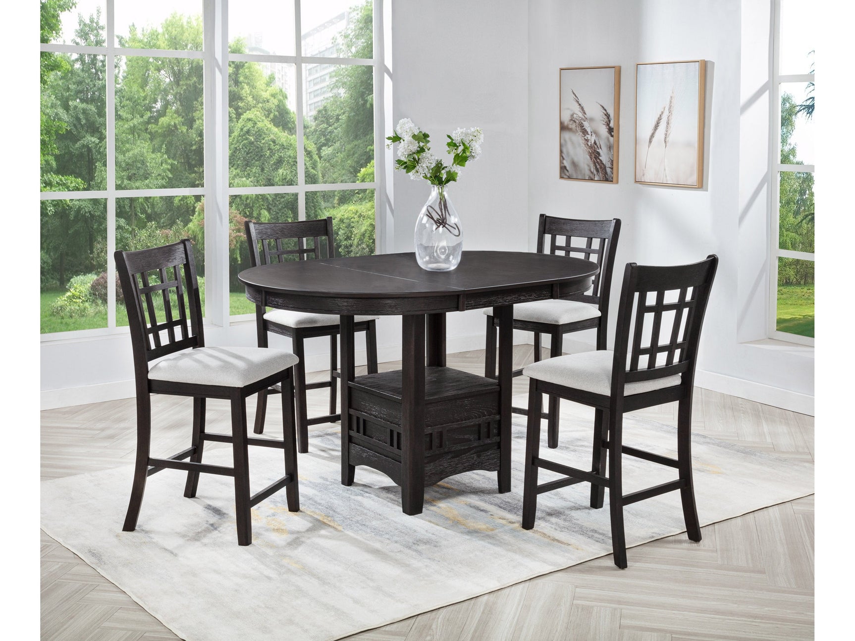Hartwell Charcoal Black Counter Height Dining Set - Ornate Home
