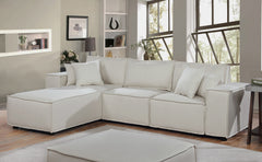 Harvey Beige 104"W Linen Sofa with Reversible Chaise - Ornate Home
