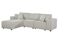 Harvey Beige 104"W Linen Sofa with Reversible Chaise - Ornate Home
