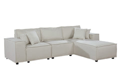Harvey Beige 104"W Linen Sofa with Reversible Chaise - Ornate Home