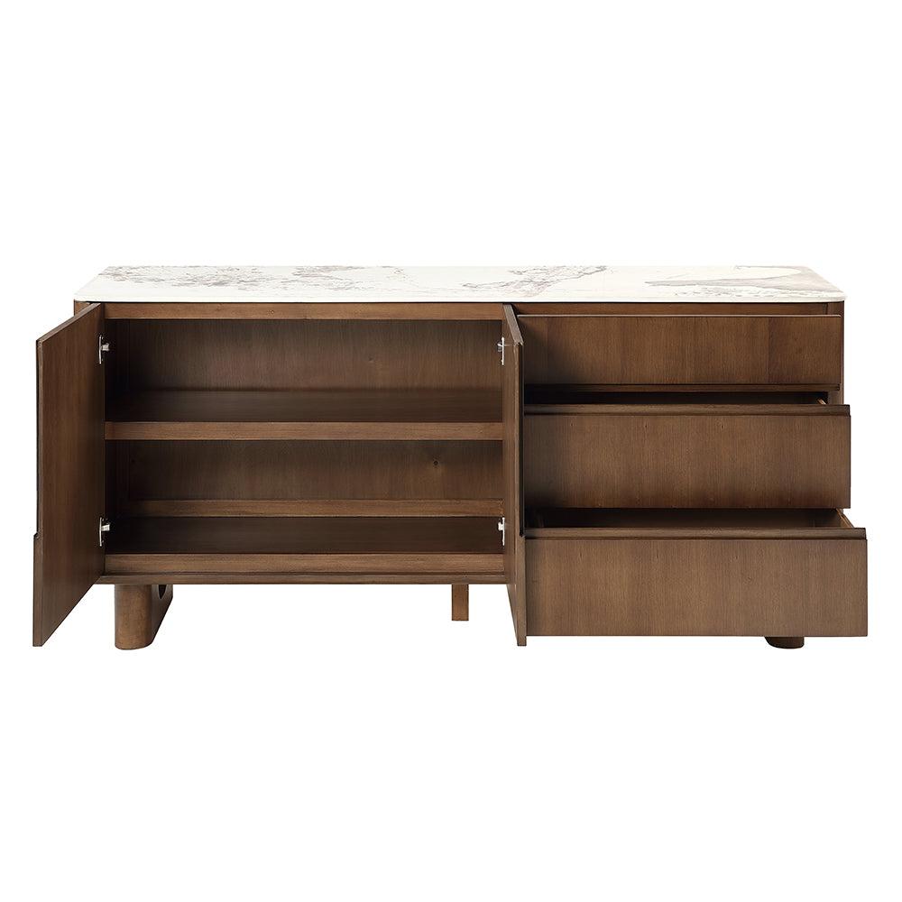 Harvey Ceramic Top/Walnut Server - Ornate Home
