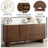 Harvey Ceramic Top/Walnut Server - Ornate Home