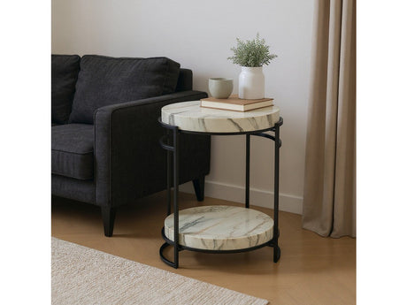 Harvey Cream/Black Accent Table - Ornate Home