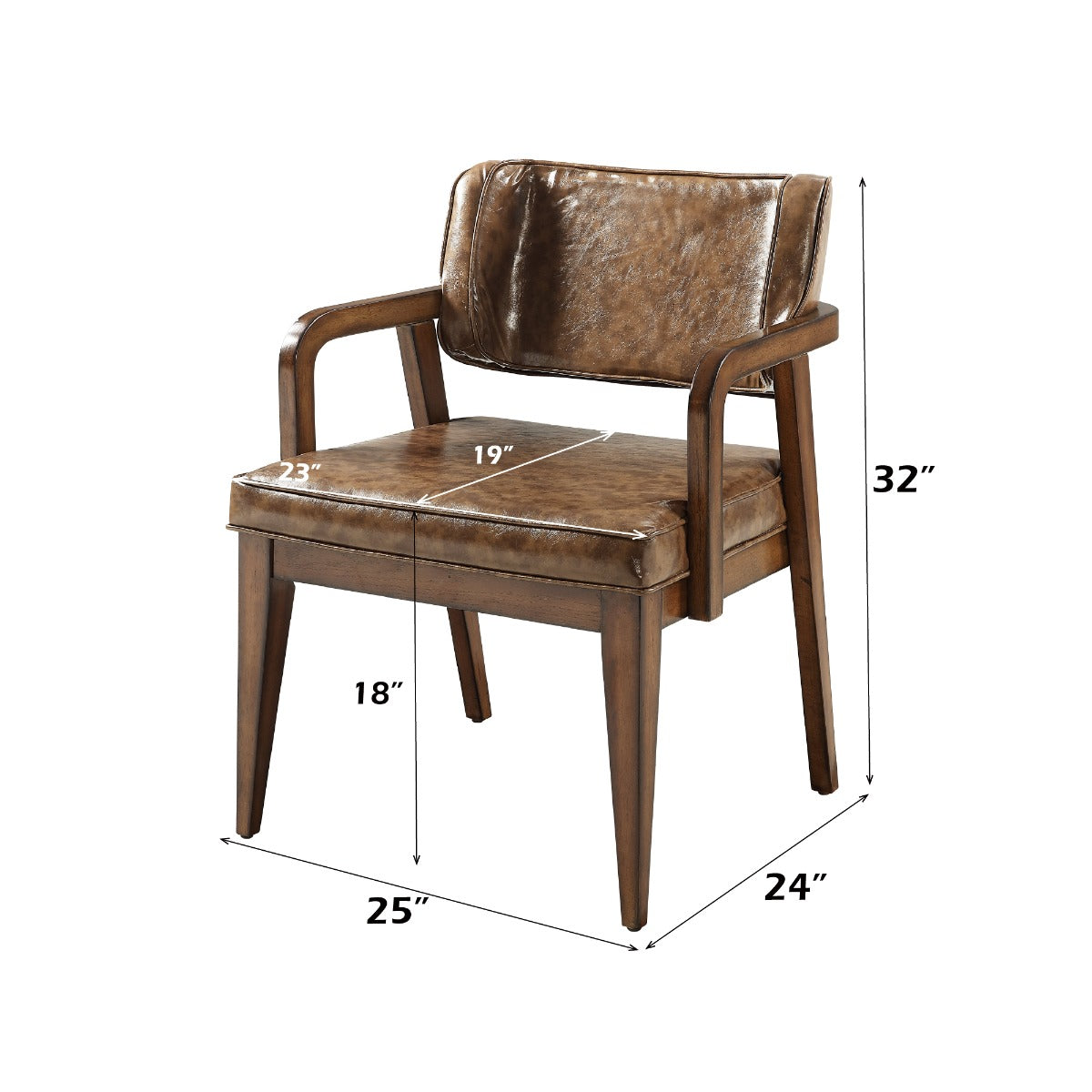 Harvey Leatherette/Brown Arm Chair (Set of 2) - Ornate Home