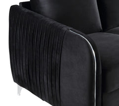 Hathaway Black 54"W Velvet Loveseat - Ornate Home