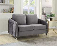 Hathaway Gray 54"W Velvet Loveseat - Ornate Home