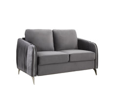 Hathaway Gray 54"W Velvet Loveseat - Ornate Home